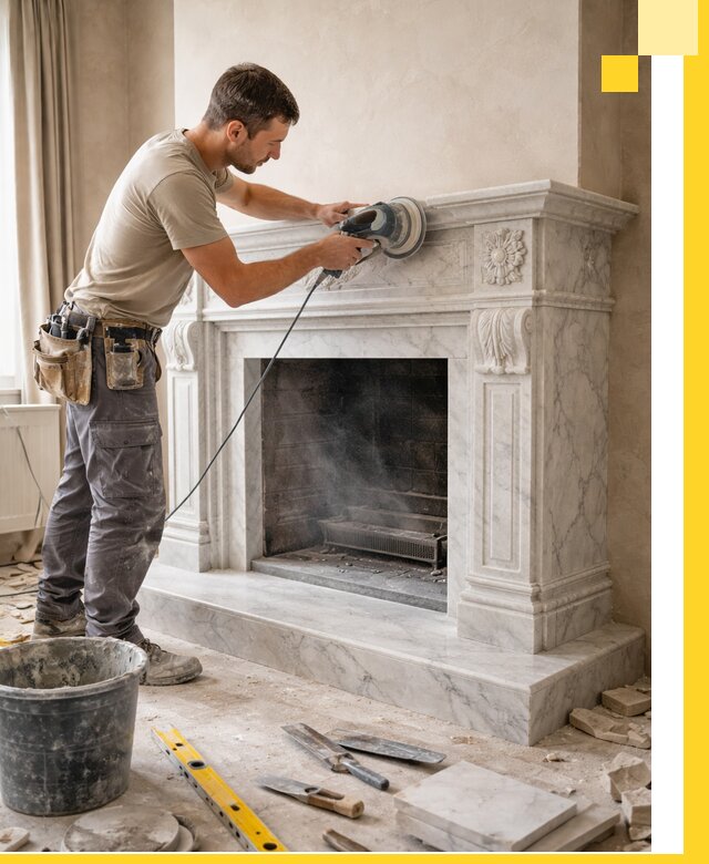 Изготовление и установка мраморных каминов в Изобильном под ключ