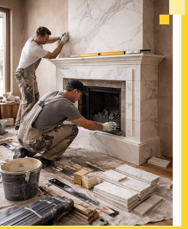 Отделка каминов в Изобильном качественные облицовочные работы