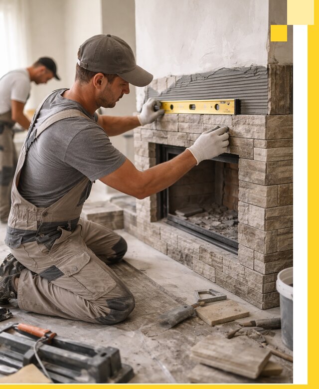 Облицовка каминов в Изобильном, монтаж и отделка натуральным камнем