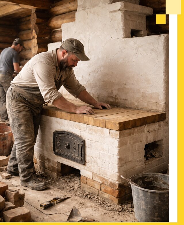 Проектирование и установка русской печи с лежанкой в Изобильном