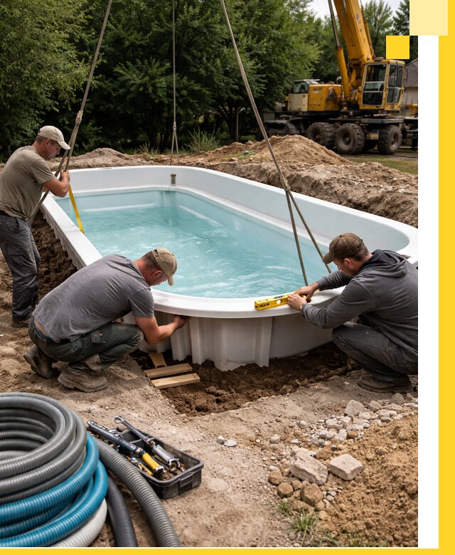 Установка и монтаж композитных бассейнов под ключ в Изобильном