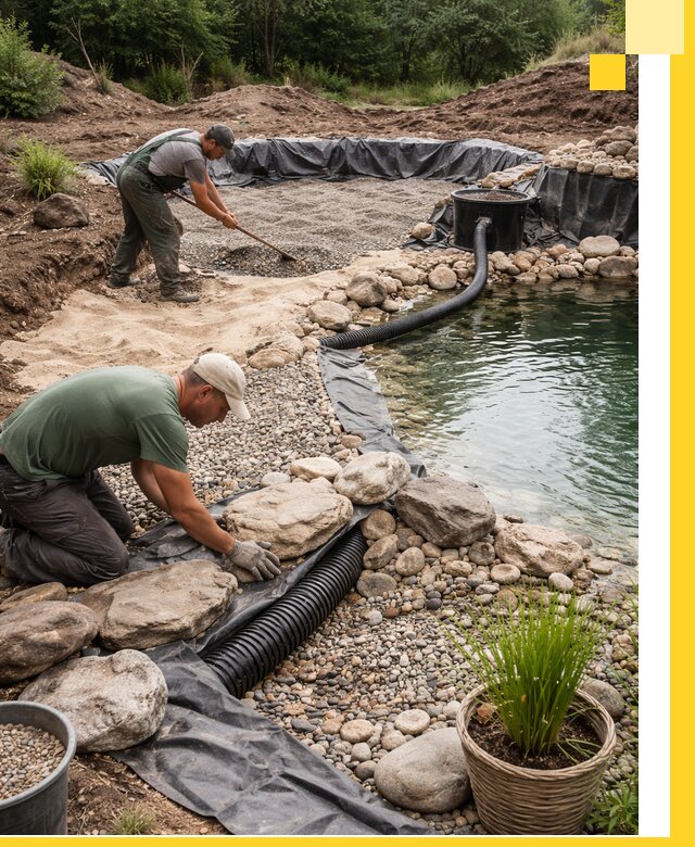 Строительство природных бассейнов и озер в Изобильном под ключ