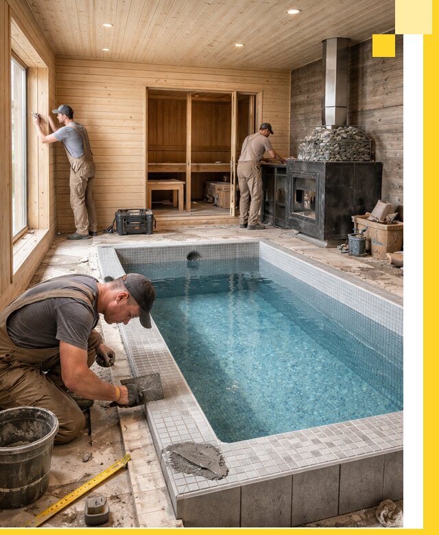 Проект бани с бассейном и сауной в Изобильном под ключ