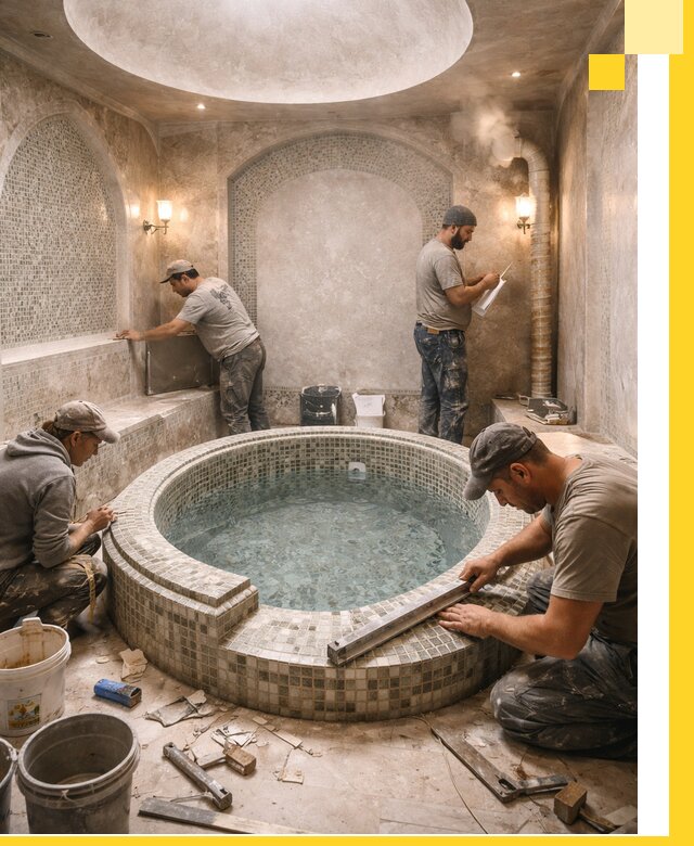 Профессиональное строительство хамама с бассейном в Изобильном под ключ
