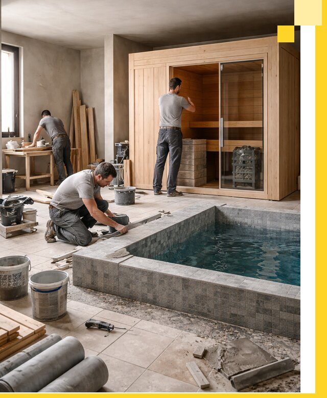 SPA зоны под ключ с бассейном сауной и печью в Изобильном